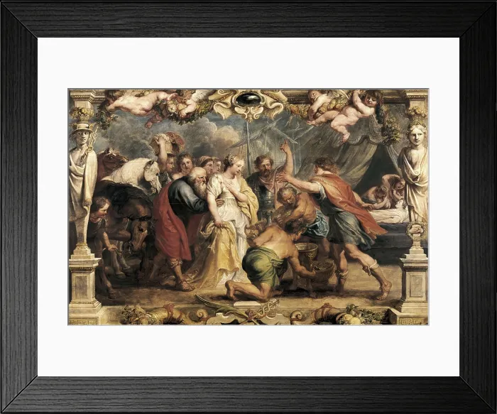 Framed Print : RUBENS, Peter Paul (1577-1640). Briseis Given back to Achilles. 1631 - 1632. Cardboard for an Achilles History tapestry. Briseis returned to Achilles by Nestor. Flemish art