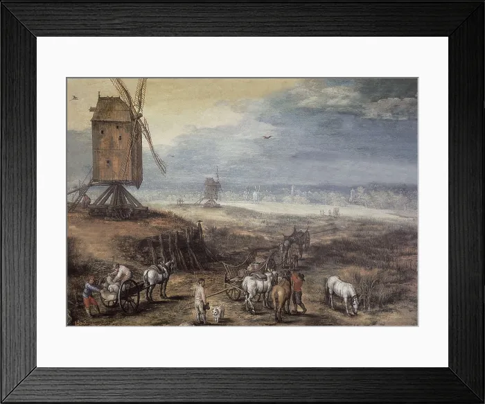 Framed Print : Breugel, Jan, The Elder, called 'Velvet Bruegel' (1568-1625). Landscape with Windmills. ca. 1608. Baroque art. Oil on wood. SPAIN. Madrid. Prado Museum