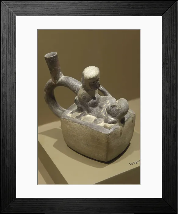 Framed Print : Ceramics depicting the stages of life (3rd c. AD). Engendering. Moche or Mochica Art. PERU. Sipn. Royal Tombs of Sipn Museum. AISA / Everett Collection**US SALES ONLY**