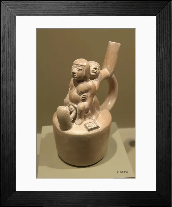 Framed Print : Ceramics depicting the stages of life (3rd c. AD). Childbirth. Moche or Mochica Art. PERU. Sipn. Royal Tombs of Sipn Museum. AISA / Everett Collection**US SALES ONLY**