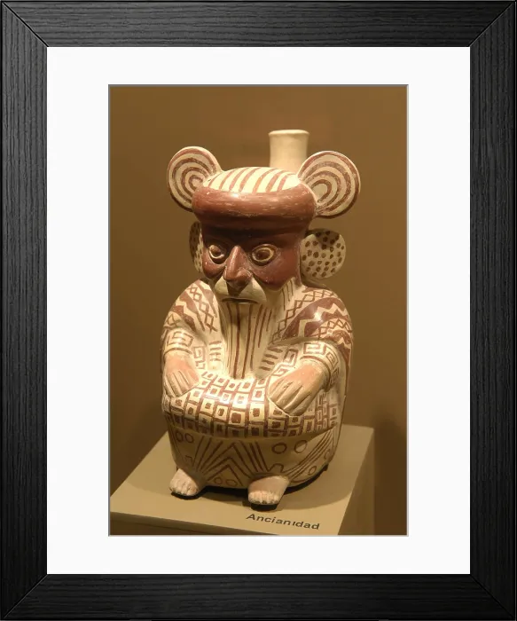 Framed Print : Ceramics depicting the stages of life (3rd c. AD). Old age. Moche or Mochica Art. PERU. Sipn. Royal Tombs of Sipn Museum. AISA / Everett Collection**US SALES ONLY**