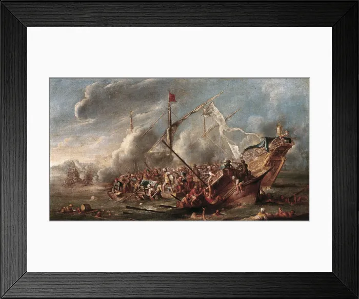 Framed Print : TOLEDO, Juan de (1611-1665). Naval Battle between Spanish and Turks. mid. 17th c. Oil on canvas. SPAIN. Madrid. Prado Museum. AISA / Everett Collection**US SALES ONLY**