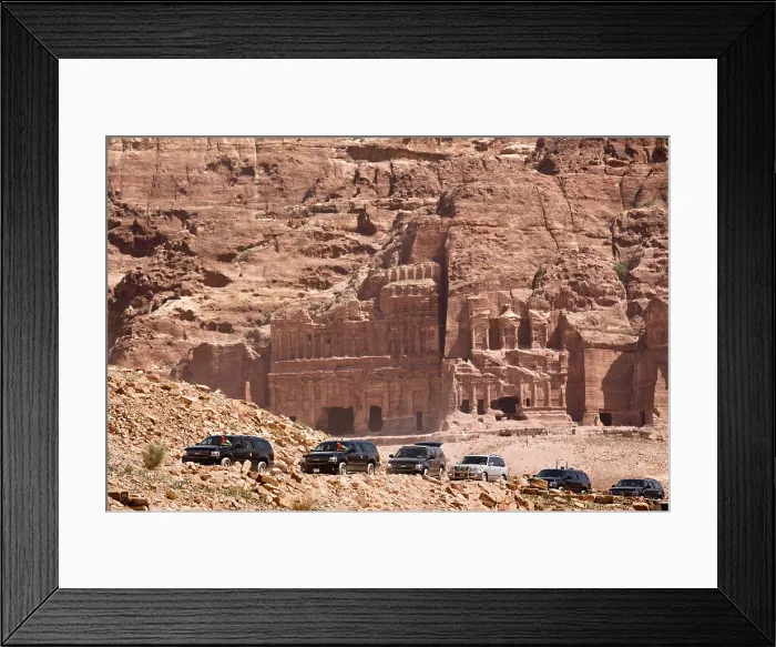 Framed Print : President Barack Obama's motorcade at the ancient city of Petra in Jordan. March 23, 2013. Established possibly in the 3rd C