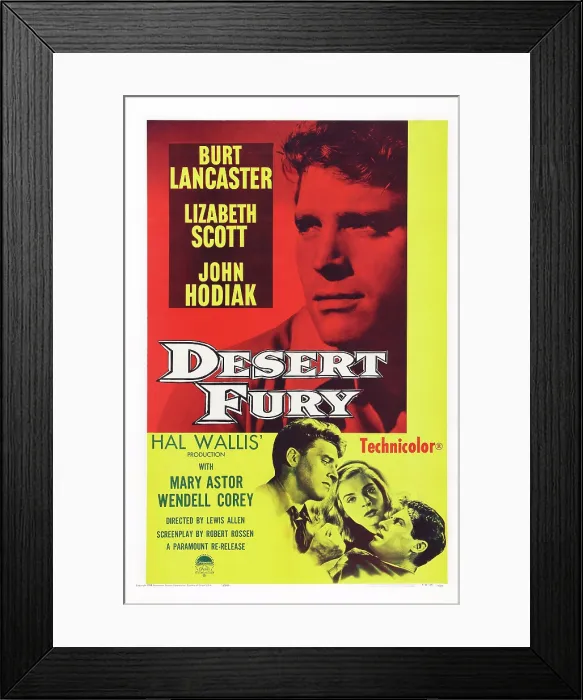 Framed Print : DESERT FURY, US poster art, from left: Burt Lancaster, Lizabeth Scott, John Hodiak, 1947 Framed Print : DESERT FURY, US poster art, from left: Burt Lancaster, Lizabeth Scott, John Hodiak, 1947