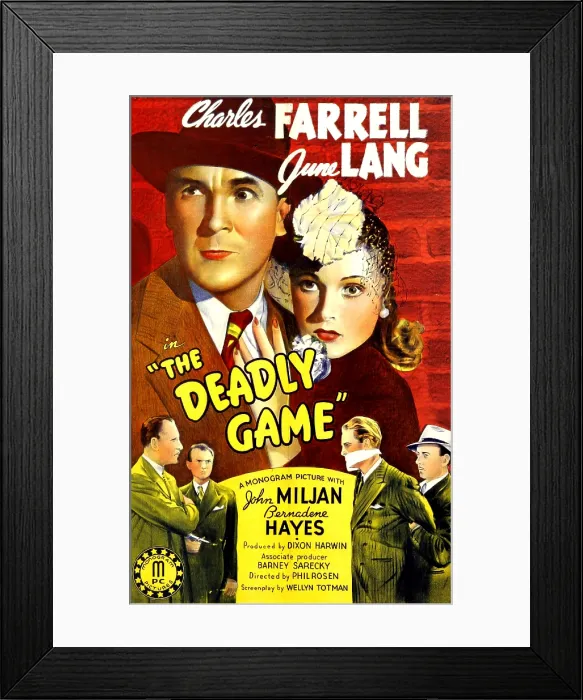 Framed Print : THE DEADLY GAME, US poster, top from left: Charles Farrell, June Lang, 1941 Framed Print : THE DEADLY GAME, US poster, top from left: Charles Farrell, June Lang, 1941