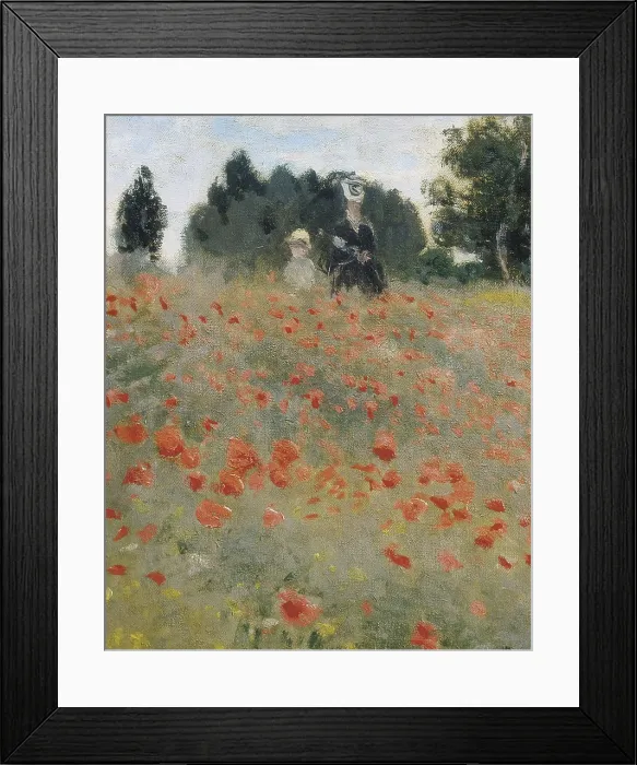 Framed Print : MONET, Claude (1840-1926). Wild Poppies. 1873. Surroundings of Argenteuil. Left detail. Impressionism. Oil on canvas. FRANCE. Paris. Muse d'Orsay (Orsay Museum)
