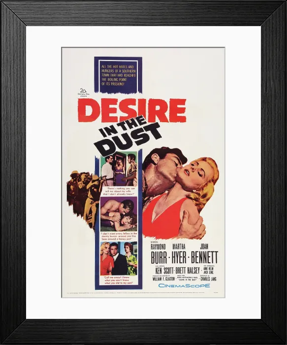 Framed Print : DESIRE IN THE DUST, poster art, l-r: Ken Scott, Martha Hyer, 1960, TM and Copyright 20th Century Fox Film Corp. All rights reserved. / courtesy Everett Collection Framed Print : DESIRE IN THE DUST, poster art, l-r: Ken Scott, Martha Hyer, 1960, TM and Copyright 20th Century Fox Film Corp. All rights reserved. / courtesy Everett Collection