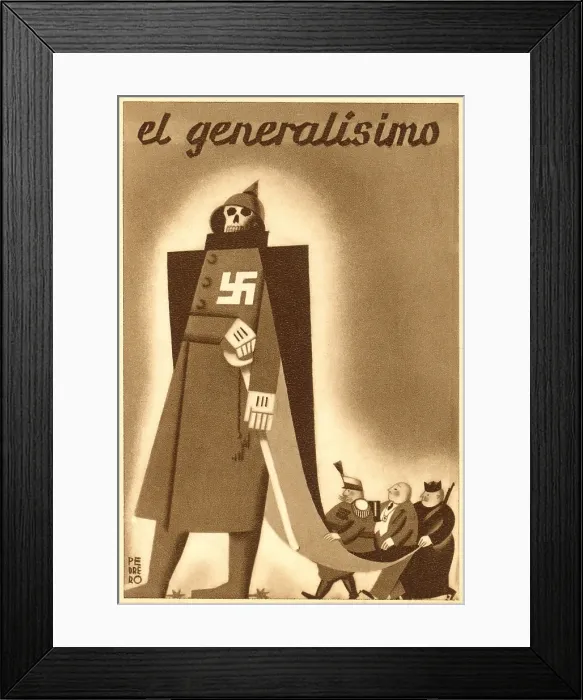 Framed Print : EL GENERALISIMO. 1936-37 Spanish Civil War postcard presenting Republican, anti-Franco propaganda Framed Print : EL GENERALISIMO. 1936-37 Spanish Civil War postcard presenting Republican, anti-Franco propaganda