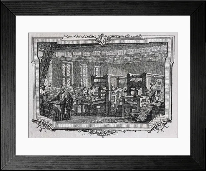 Framed Print : Printing works in 15th c.. Engraving of 1849. Engraving. AISA / Everett Collection**US SALES ONLY**