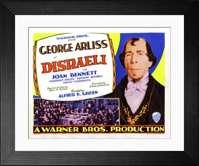 Framed Print : DISRAELI, George Arliss on title card, 1929