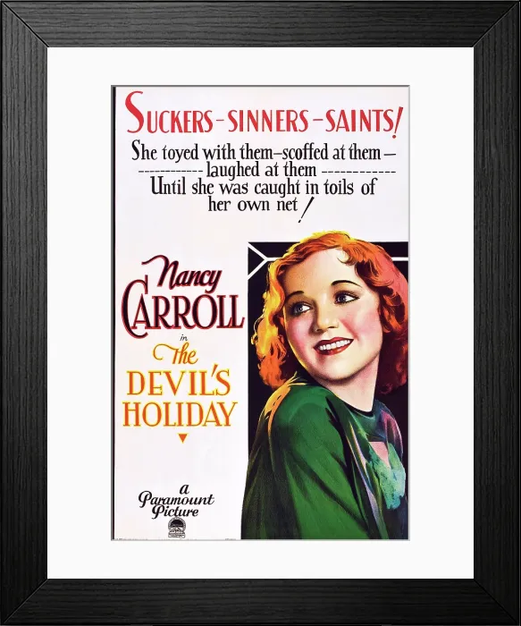 Framed Print : THE DEVIL'S HOLIDAY, US poster art, Nancy Carroll, 1930 Framed Print : THE DEVIL'S HOLIDAY, US poster art, Nancy Carroll, 1930