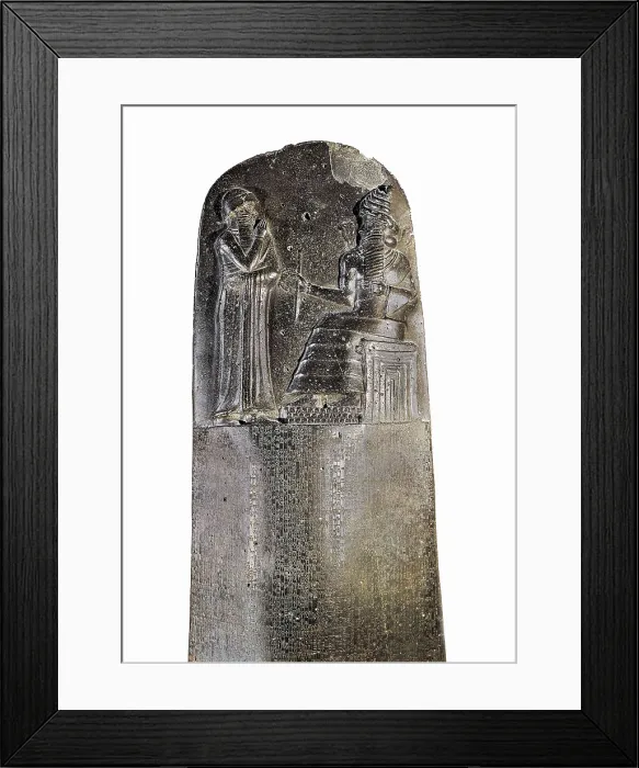 Framed Print : Code of Hammurabi. ca. 1750 BC. Babylonian art. Old Babylonian period. Relief on rock. FRANCE. Paris. Louvre Museum. Proc: IRAN. Susa. AISA / Everett Collection**US SALES ONLY**
