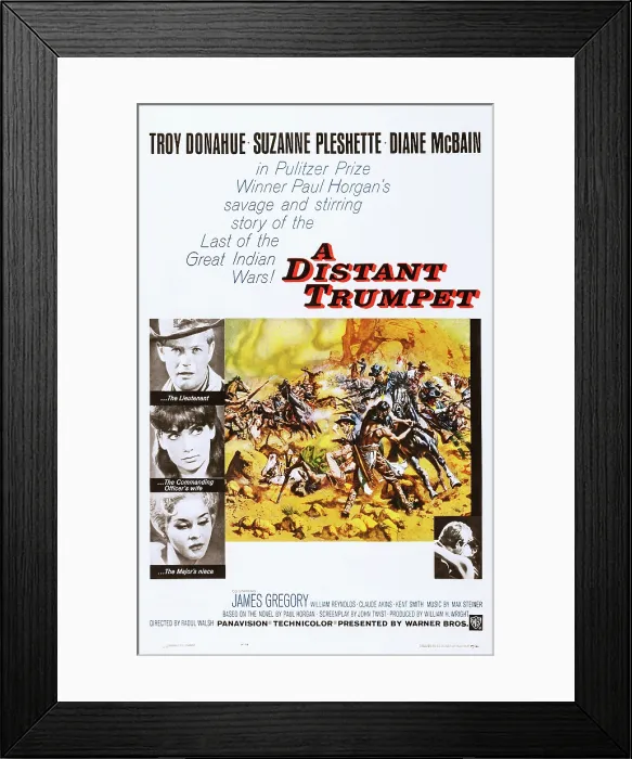 Framed Print : A DISTANT TRUMPET, from top: Troy Donahue, Suzanne Pleshette, Diane McBain on poster art, 1964 Framed Print : A DISTANT TRUMPET, from top: Troy Donahue, Suzanne Pleshette, Diane McBain on poster art, 1964