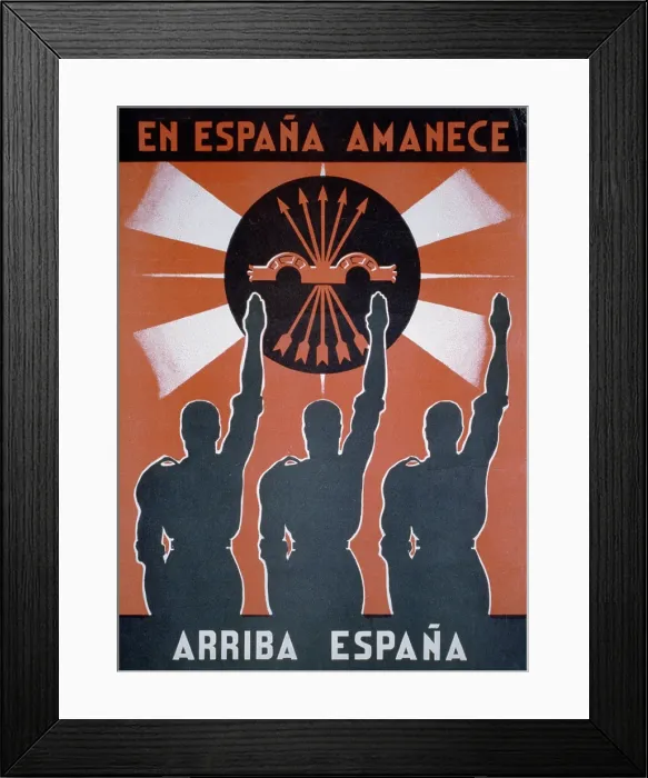 Framed Print : IN SPAIN IT IS DAWNING -- ARISE SPAIN. Spanish Civil War poster presenting Nationalist pro-Franco propaganda Framed Print : IN SPAIN IT IS DAWNING -- ARISE SPAIN. Spanish Civil War poster presenting Nationalist pro-Franco propaganda