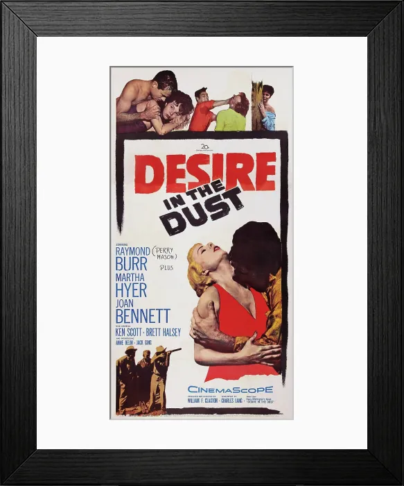 Framed Print : DESIRE IN THE DUST, US poster art, bottom: Martha Hyer, 1960. TM and Copyright 20th Century Fox Film Corp. All rights reserved / courtesy Everett Collection