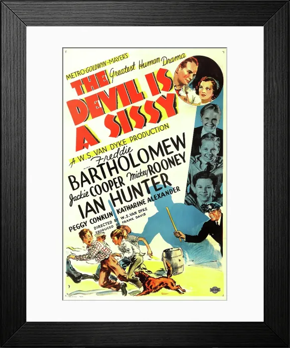 Framed Print : THE DEVIL IS A SISSY, US poster art, from top: Ian Hunter, Peggy Conklin, Jackie Cooper, Mickey Rooney, Freddie Bartholomew, 1936