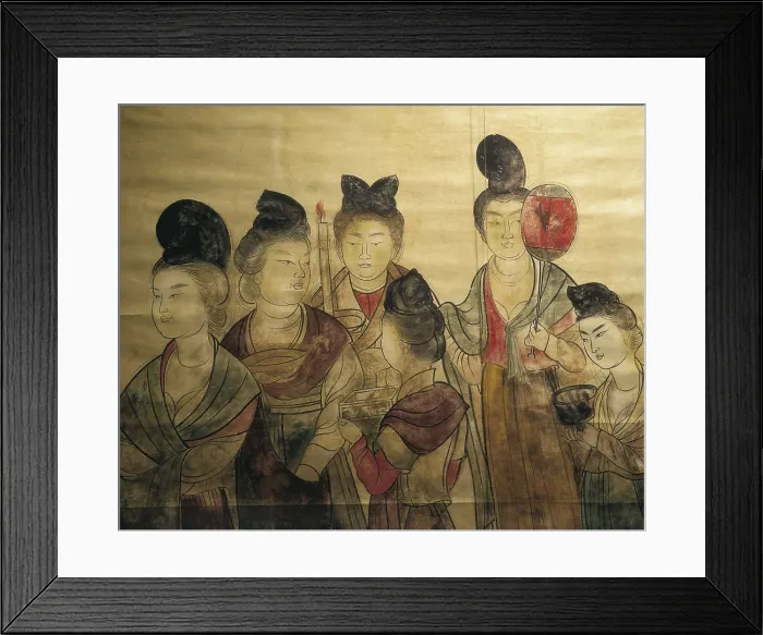 Framed Print : Tomb of Princess Yongtai. 706. CHINA. Xian. Tumb of Li Xian Hui, Princess Yongtai. Detail with servants. Chinese art. Han period. Fresco. AISA / Everett Collection**US SALES ONLY**