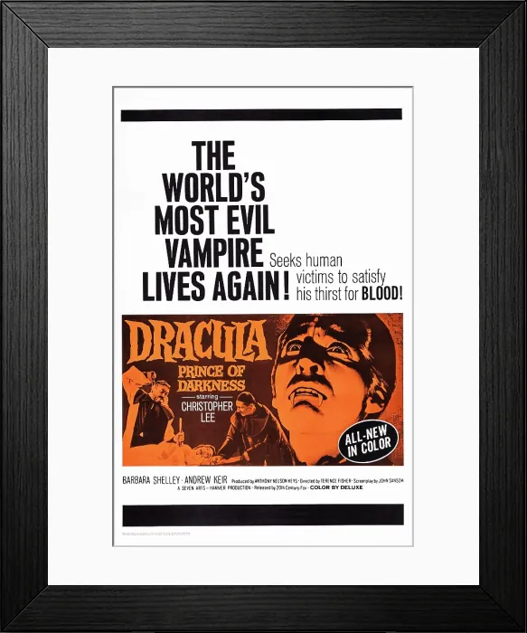 Framed Print : DRACULA: PRINCE OF DARKNESS, US poster art, right: Christopher Lee, 1966. TM & Copyright 20th Century Fox Film Corp. All rights reserved / courtesy Everett Collection