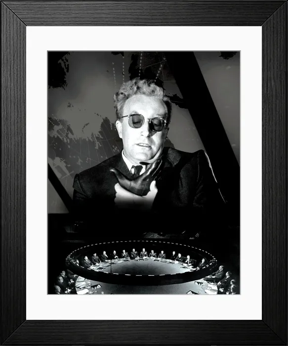 Framed Print : DR. STRANGELOVE, (aka DR. STRANGELOVE OR: HOW I LEARNED TO STOP WORRYING AND LOVE THE BOMB), Peter Sellers, 1964