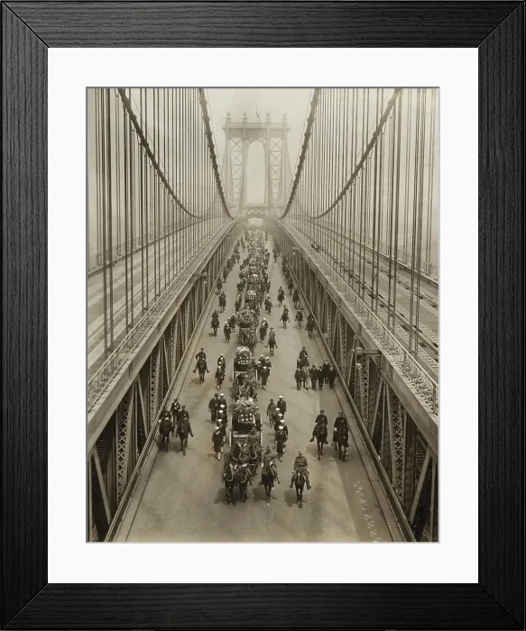 Framed Print : Funeral cortege for 19 American sailors and marines on the Manhattan Bridge, NYC, May 11, 1914