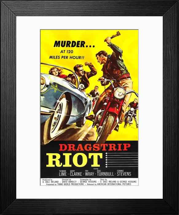 Framed Print : DRAGSTRIP RIOT, poster art, 1958