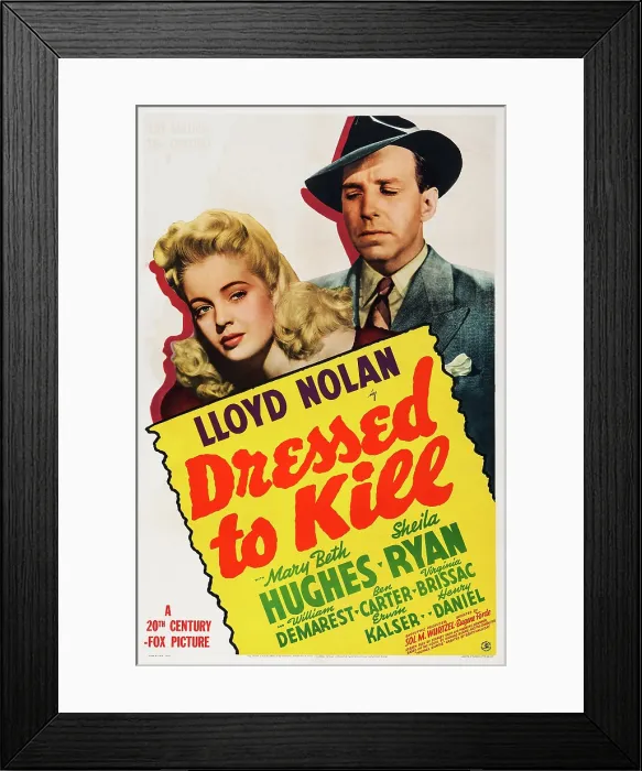 Framed Print : DRESSED TO KILL, US poster, from left: Mary Beth Hughes, Lloyd Nolan, 1941, TM & Copyright 20th Century Fox Film Corp. / courtesy Everett Collection