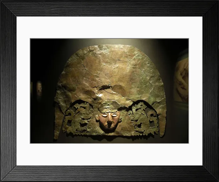 Framed Print : Copper crown found on the bones of the guardian (3rd c. AD). Moche or Mochica Art. PERU. Sipn. Royal Tombs of Sipn Museum. AISA / Everett Collection**US SALES ONLY**