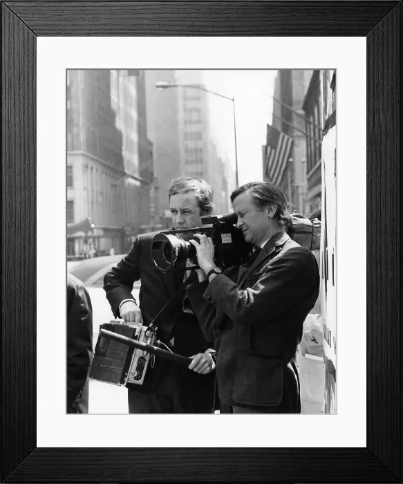 Framed Print : SALESMAN, directors David Maysles, Albert Maysles on set, 1969