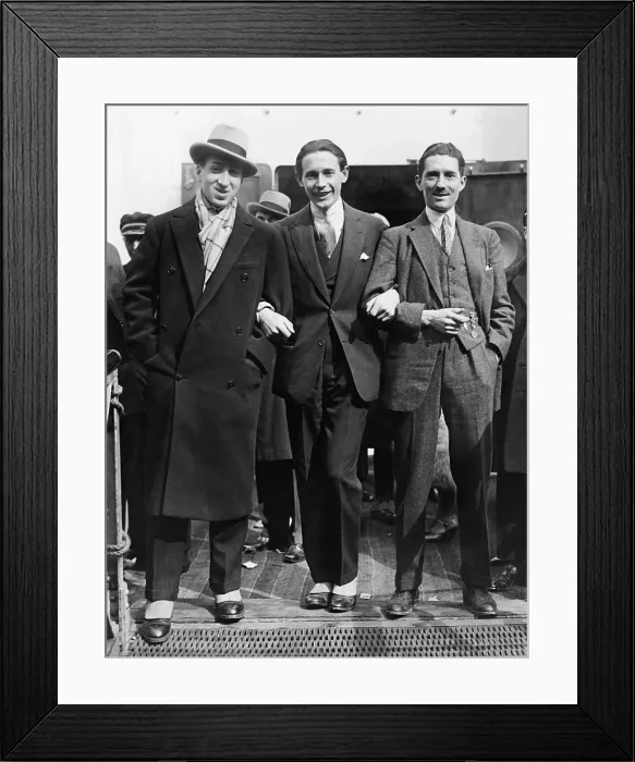 Framed Print : Tennis players Rene Lacoste, Jean Borotra, and Jacques Brugnon on the S.S. France in 1926. All three were inducted in the Tennis Hall of Fame (BSLOC_2020_2_198) Framed Print : Tennis players Rene Lacoste, Jean Borotra, and Jacques Brugnon on the S.S. France in 1926. All three were inducted in the Tennis Hall of Fame (BSLOC_2020_2_198)