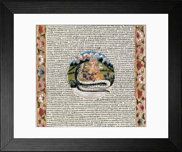 Framed Print : Sanskrit Manuscript 479: Bhagavata Purana (1793). Depiction of the Krishna life. Hindu art. Miniature Painting. FRANCE. Paris. National Library