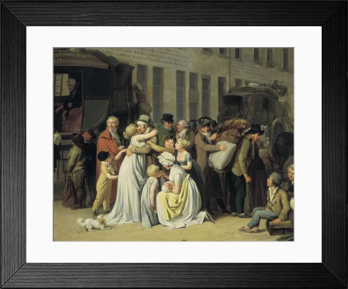 Framed Print : BOILLY, Louis Leopold (1761-1845). The Arrival of a Stagecoach at the Terminus, rue Notre-Dame-des-Victories, Paris. 1803. Detail. Neoclassicism. Oil on canvas. FRANCE. Paris Framed Print : BOILLY, Louis Leopold (1761-1845). The Arrival of a Stagecoach at the Terminus, rue Notre-Dame-des-Victories, Paris. 1803. Detail. Neoclassicism. Oil on canvas. FRANCE. Paris