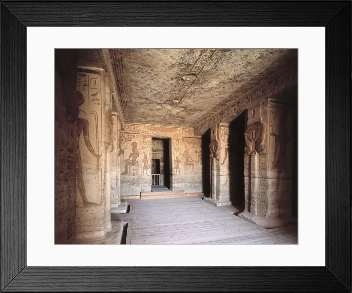 Framed Print : Temple of Nefertari dedicated to Hathor. 1271 -1256 BC. EGYPT. ASWAN. Abu Simbel. Hypostyle Hall. Egyptian art. New Kingdom. Architecture. AISA / Everett Collection**US SALES ONLY**