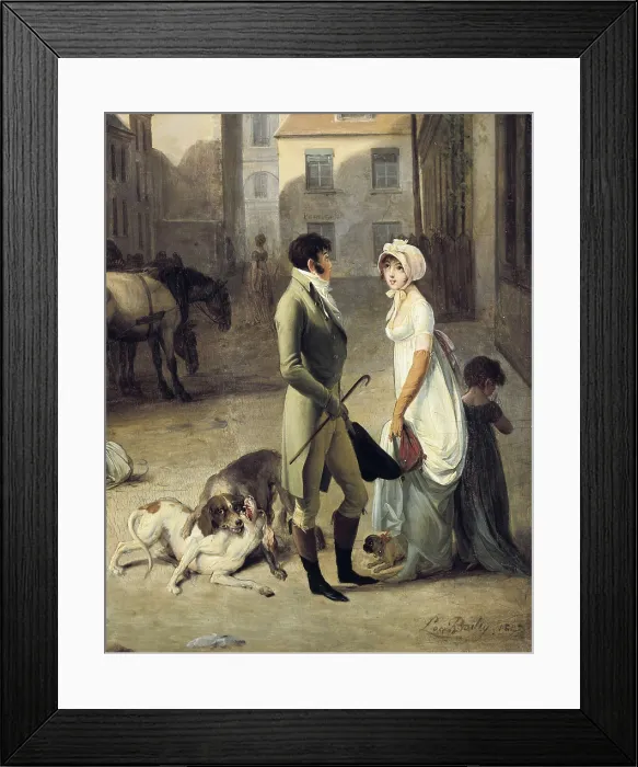 Framed Print : BOILLY, Louis Leopold (1761-1845). The Arrival of a Stagecoach at the Terminus, rue Notre-Dame-des-Victories, Paris. 1803. Right detail. Neoclassicism. Oil on canvas. FRANCE Framed Print : BOILLY, Louis Leopold (1761-1845). The Arrival of a Stagecoach at the Terminus, rue Notre-Dame-des-Victories, Paris. 1803. Right detail. Neoclassicism. Oil on canvas. FRANCE