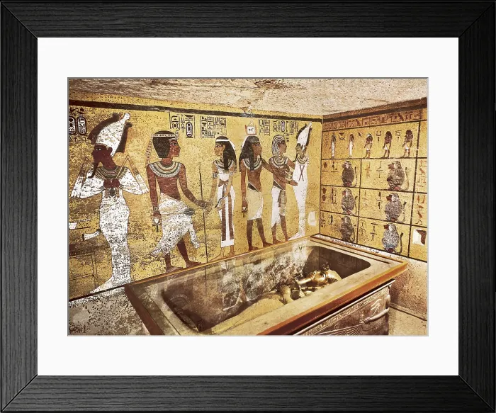 Framed Print : Tomb of Tutankhamun. s.XIV BC. EGYPT. QUENA. Dayr al-Bahri. Valley of the Kings. Tomb of Tutankhamun. Burial chamber that contained the sarcophagus. Egyptian art. New Kingdom