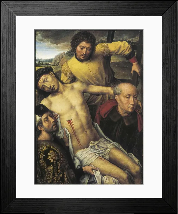Framed Print : MEMLING, Hans (1433-1494). Deposition from the Cross. 1470s. Flemish art. Oil on wood. SPAIN. Granada. Royal Chapel. AISA / Everett Collection**US SALES ONLY** Framed Print : MEMLING, Hans (1433-1494). Deposition from the Cross. 1470s. Flemish art. Oil on wood. SPAIN. Granada. Royal Chapel. AISA / Everett Collection**US SALES ONLY**