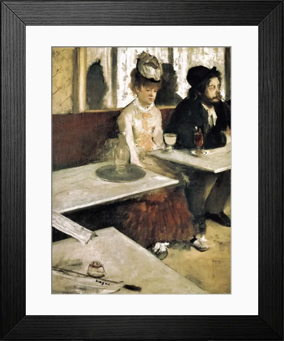 Framed Print : DEGAS, Edgar (1834-1917). In a Caf or L'Absinthe (Dans un caf ou L'absinthe). 1875 - 1876. Portrait of Ellen Andre and Marcellin Desboutin. Impressionism. Oil on canvas