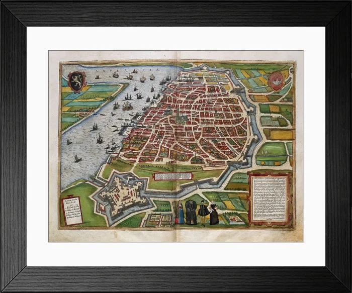 Framed Print : Amsterdam. Engraving by Franz Hohenberg for the work 'Civitates orbis terrarum' by George Braun. Printed by Gottfried Kempensen in Coloniae Agripinae (1572-1617)