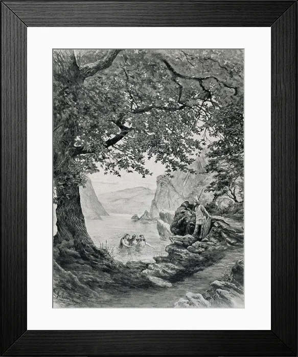 Framed Print : WAGNER, Richard (1813-1883). Siegfried and the daughters of the Rhin (Rhinemaidens)
