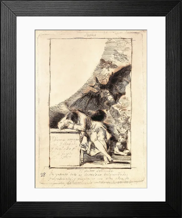 Framed Print : GOYA Y LUCIENTES, Francisco de (1746-1828). Los Caprichos. 1797. Preparatory drawing for plate 43 of 'Los Caprichos'. Drawing. SPAIN. Madrid. Prado Museum