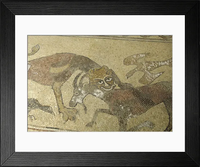 Framed Print : FRANCE. Lescar. Cathedral Notre-Dame de l'Assomption. Detail of the mosaic of the choir with hunting scene (12th c.). AISA / Everett Collection**US SALES ONLY**
