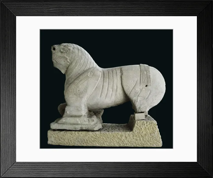 Framed Print : Bull of Porcuna. ca. 475 - 430 BC. Iberian art. Sculpture on rock. SPAIN. Jaen. Jaen's Provincial Museum. Proc: SPAIN. Porcuna. Necropolis of Cerrillo Blanco