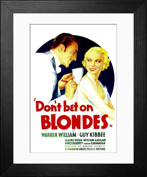 Framed Print : DON'T BET ON BLONDES, Warren William, Claire Dodd on midget window card, 1935 Framed Print : DON'T BET ON BLONDES, Warren William, Claire Dodd on midget window card, 1935