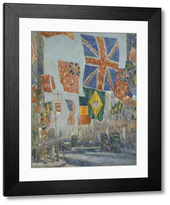 Framed Print : AVENUE OF THE ALLIES, GREAT BRITAIN, by Childe Hassam, 1918, American painting, oil on canvas