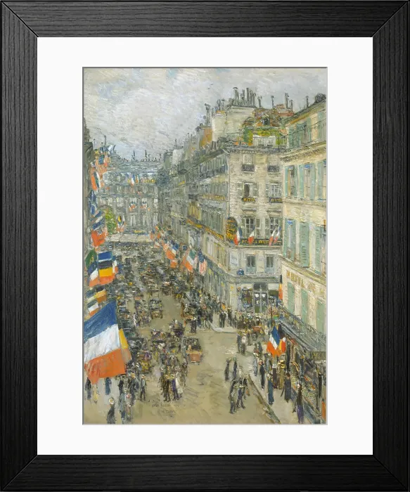 Framed Print : JULY FOURTEENTH, RUE DAUNOU, by Childe Hassam, 1910, American painting, oil on canvas