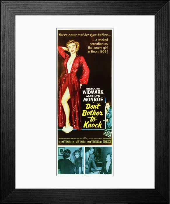 Framed Print : DON'T BOTHER TO KNOCK, l-r: Marilyn Monroe, Richard Widmark on insert US poster art, 1952, TM and Copyright 20th Century Fox Film Corp