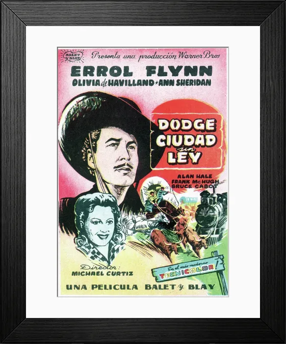 Framed Print : DODGE CITY, Errol Flynn, Olivia de Havilland, 1939