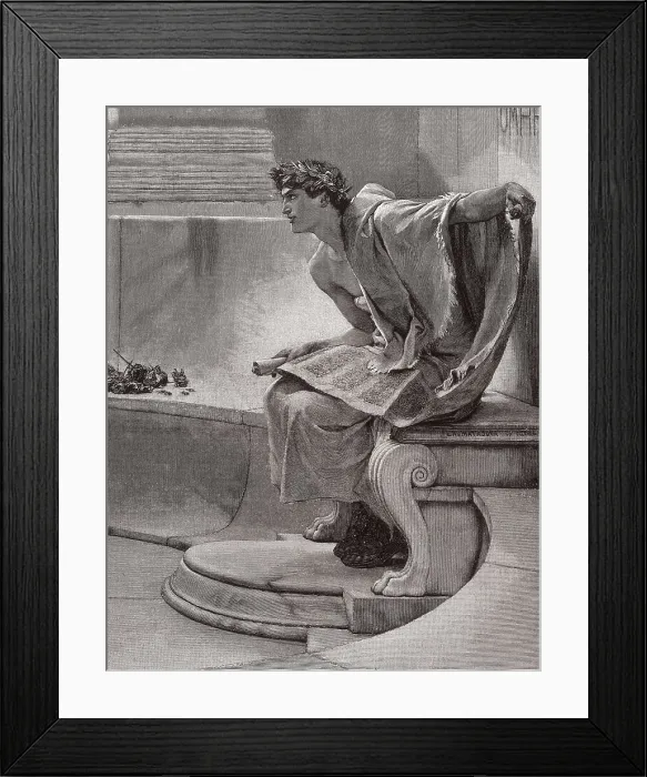 Framed Print : BREND'AMOUR, Richard (1831-1915). A Reading from Homer. 1892. Copy of Lawrence Alma-Tadema's oil that is preserved at the Philadelphia Museum of Art and dated of 1885
