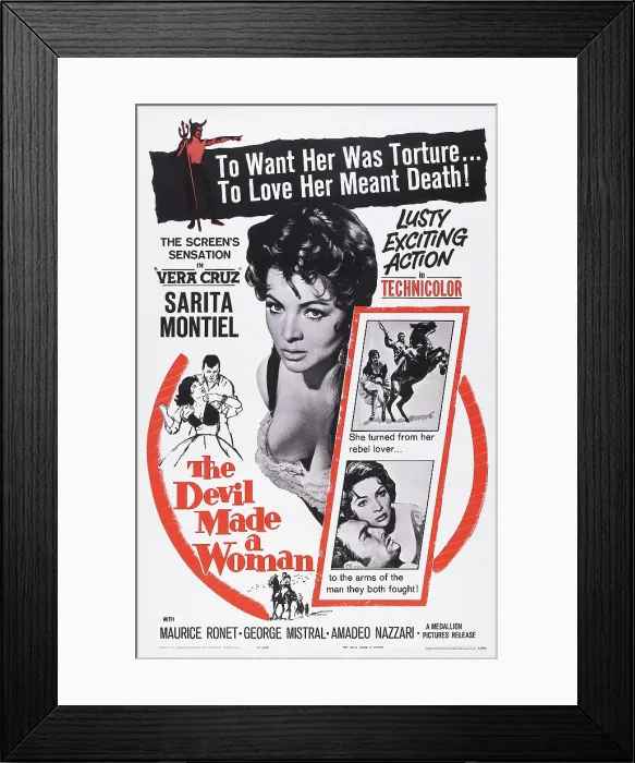 Framed Print : THE DEVIL MADE A WOMAN, (aka A GIRL AGAINST NAPOLEON, aka CARMEN LA DE RONDA), US poster, Sara Montiel, 1959