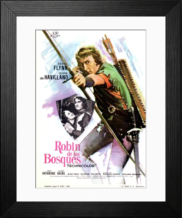 Framed Print : THE ADVENTURES OF ROBIN HOOD, Olivia de Havilland, Errol Flynn, 1938