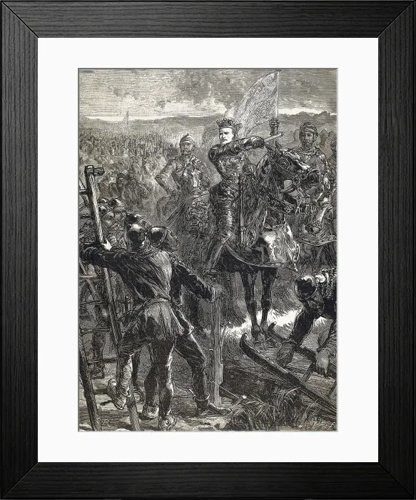 Framed Print : HENRY IV of England (1367-1413); SHAKESPEARE, William (1564-1616). Illustration of Shakespeare's work 'Henry IV', written in 1597. Engraving from the 19th c